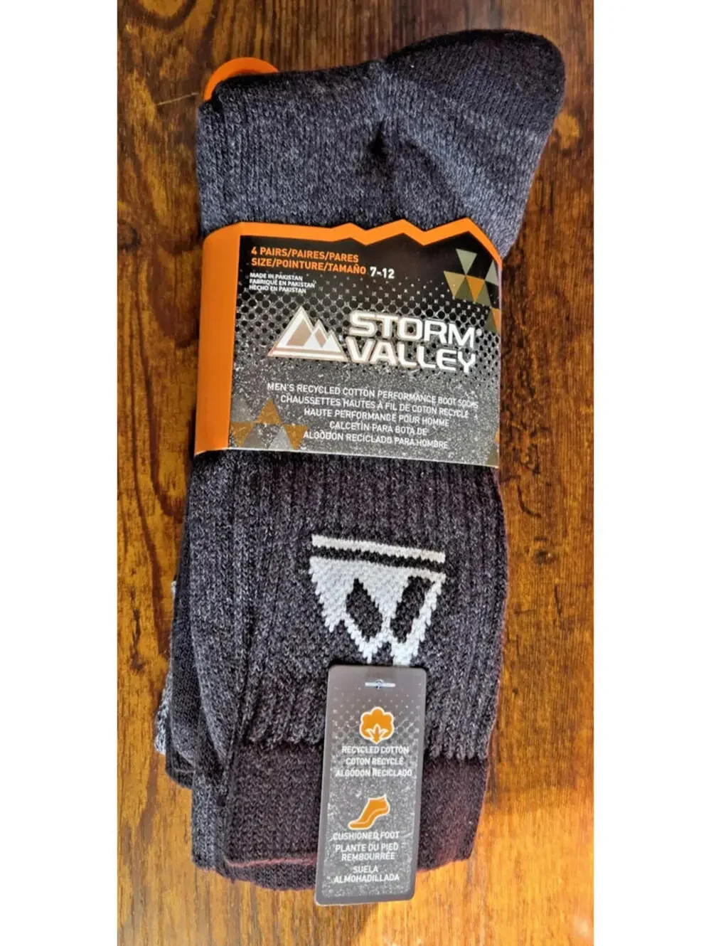 Storm Valley Recycled Cotton Performance Boot Socks Mens 7-12 4 Pairs New